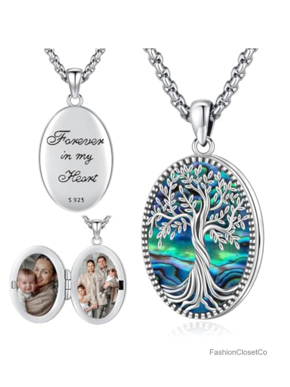 Sterling Silver Tree of Life Locket Necklace, Keepsake Memorial Pendant, Photo